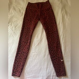 Nike Black and Red Leopard Print Leggings